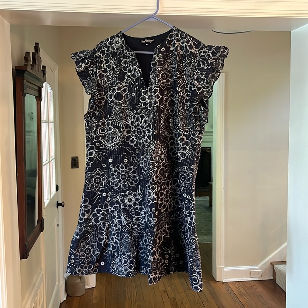 XL Liza Byrd blue and white dress
